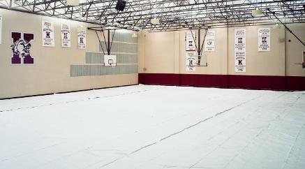 Gym Floor Tarp in School Gymnasium